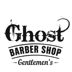 grafika przedstawia logo Ghost Barber Shop Bełchatów w kolorze czarnym