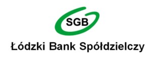 na grafice znajduje się logotyp Łódzkiego Banku Spółdzielczego w Bełchatowie koloru zielono-czarnego